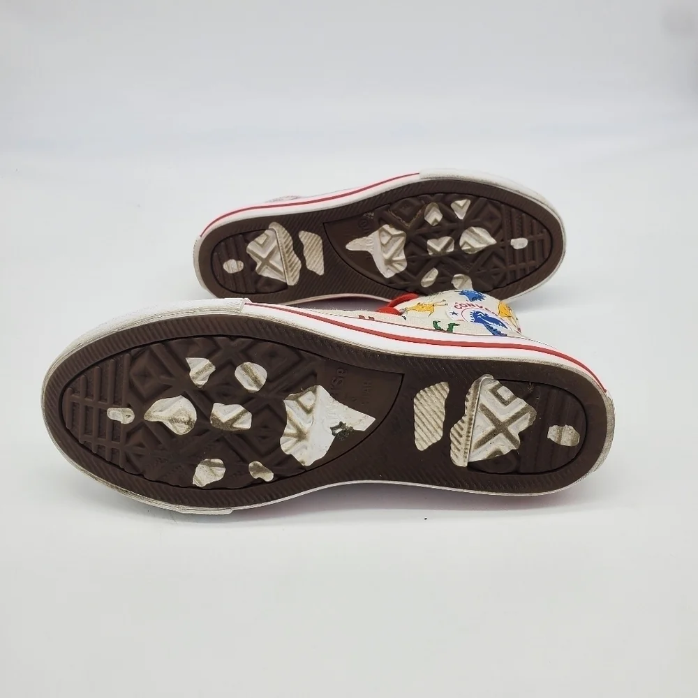 Converse Shoes Youth 1 Chuck Taylor High Dinosaurs Canvas White Red A01668F